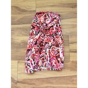 Zara Patterned Shorts with Twist Detail, Pink Red Print, Casual Summer Size M